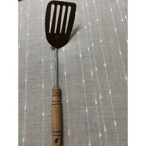 Ecko Eternal Stainless Steel Slotted Vintage Spatula Wood Handle USA Made 13.25"